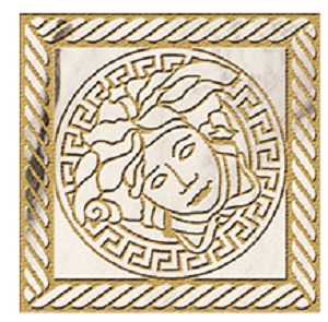 Maximvs Angolo Greca Sabbiato Panda White/Oro Lux G0067841 вставки Versace, Италия, Для ванной Для коридора Для гостиной Для душа