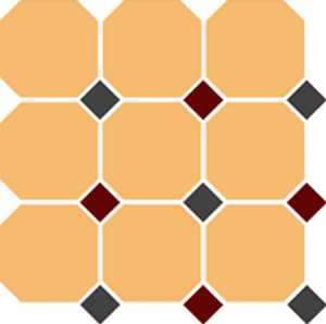 Octagon New 4421 Oct14+20-A Ochre Yellow Octagon 21/Black 14 + Brick Red 20 Dots керамогранит Topcer, Португалия, Для пола