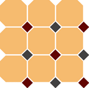 Octagon New 4421 Oct20+14-B Ochre Yellow Octagon 21/Brick Red 20 + Black 14 Dots керамогранит Topcer, Португалия, Для пола