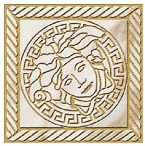 Maximvs Angolo Greca Sabbiato Calacatta Bright/Oro Lux G0067842 вставки Versace, Италия, Для ванной Для коридора Для гостиной Для душа
